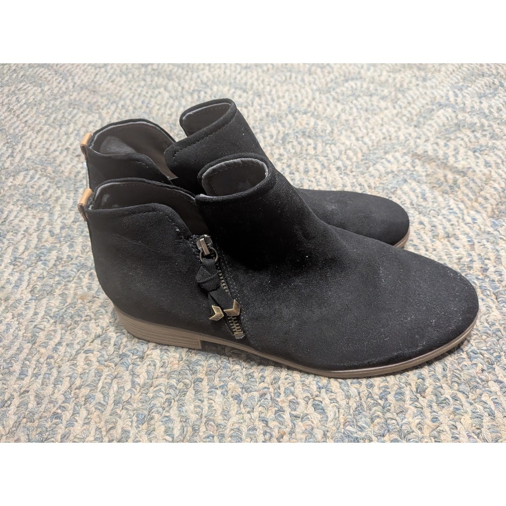 Dr. Scholl's Astir Black Fabric Ankle Boots Side Zip Wide Width 11W